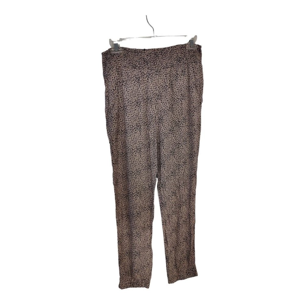 Urban Romantics Women's Lounge Pants Elastic Cuff Animal Print Tan Black Size M